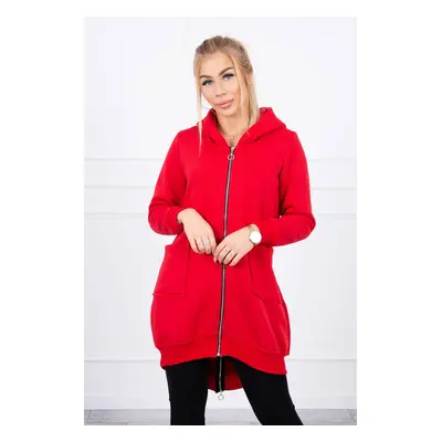 Insulated sweatshirt with a zipper at the back red