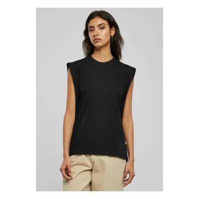 Women's organic tank top with heavy padded shoulder black