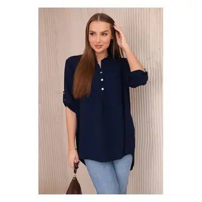 Blouse with a longer back - navy blue