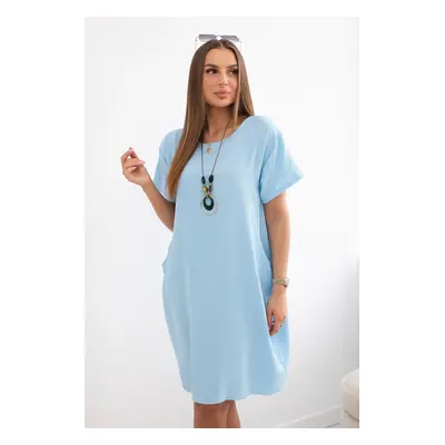 Kesi Włoski Dress with pockets and pendant blue