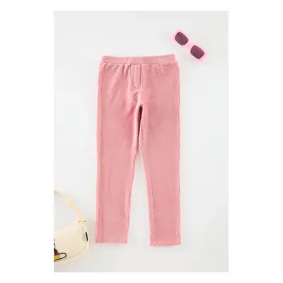 Trendyol Pink Girl's Plain Knitted Velvet Leggings