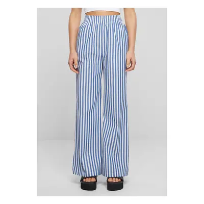 Women's Striped Loose Trousers White/Blue