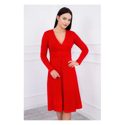 marka niezdefiniowana Dress cut under the bust, long sleeve red