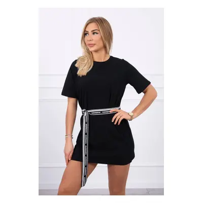 Dress with decorative belt black