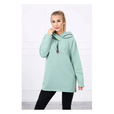 Tunic with zipper on hood Oversize dark mint