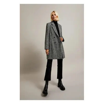 Women's coat herringbone pattern MOODO - black