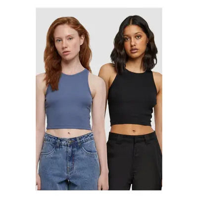 Women's Cropped Rib Top - Pack Blue+Black