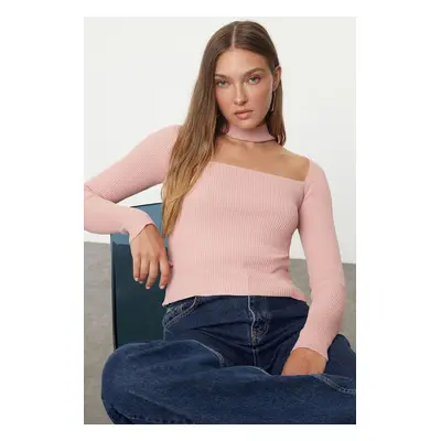 Trendyol Dusty Rose Choker Collar Knitwear Sweater