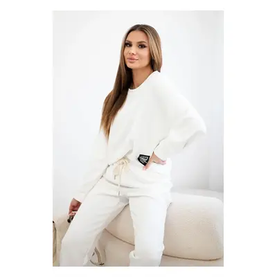 Kesi Włoski Buttery fabric set sweatshirt + pants ecru