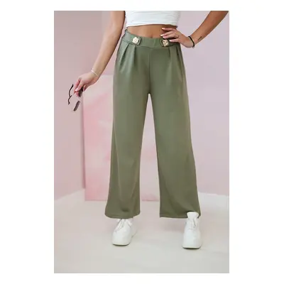 Kesi Włoski Wide-leg trousers buttery-fabric khaki