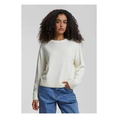 Women's knitted sweater with round neckline cream