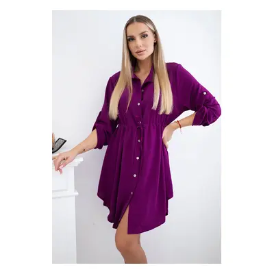 Kesi Włoski Dress with button closure and tie at the waist dark purple