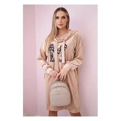 Kesi Włoski Velour dress with hood beige