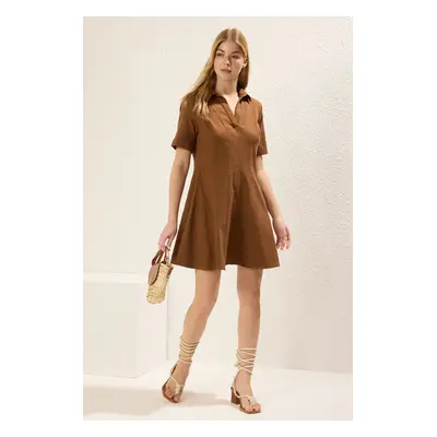 Trendyol Brown Plain Skirt Mini Woven Dress Opening from Waist