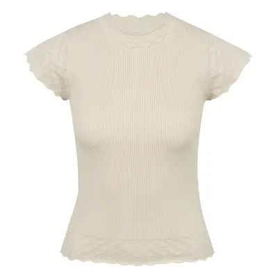 Orsay Beige Womens T-Shirt with Stand-up Collar - Women