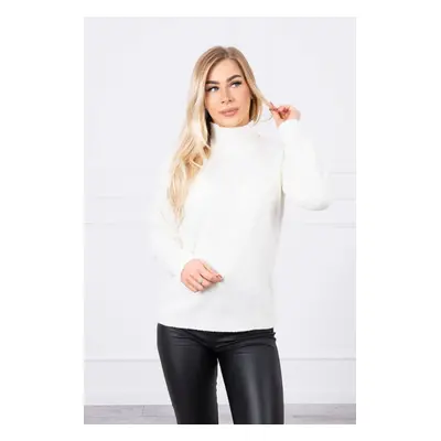 High-neckline ecru sweater