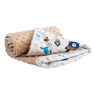 Medi Partners Blanket cotton + minky – Animals in forest + beige minky