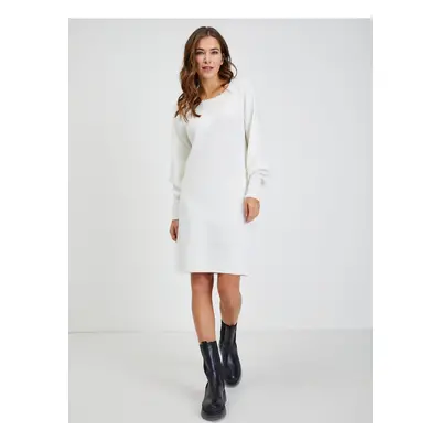 White Women's Ribbed Sweater Dress ORSAY - Ladies