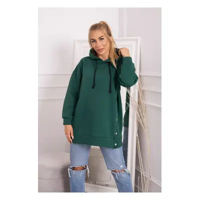 Insulated sweatshirt with dark green press studs