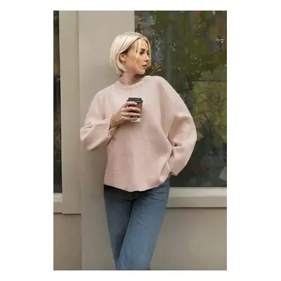 Trendyol Pink Wide Pattern Crew Neck Knitwear Sweater