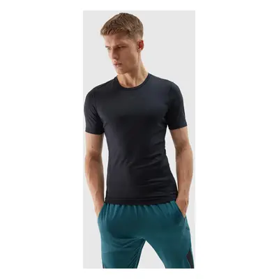 Men's slim sports T-shirt made of recycled 4F materials - deep black