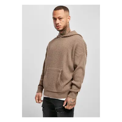 Dark khaki knitted hoodie