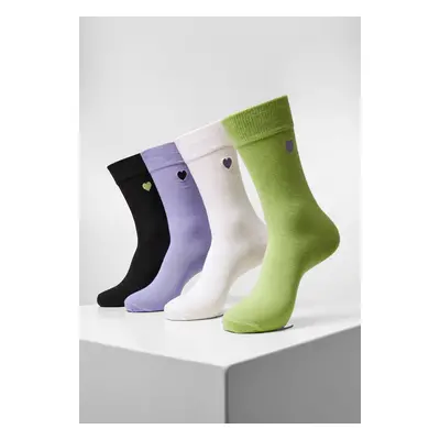 Heart Socks 4-Pack Black+Lilac+Lime+White