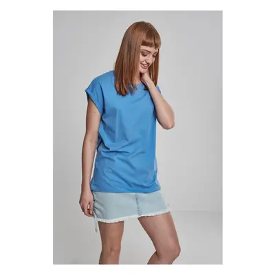 Women's T-shirt with extended shoulder horizontal blue