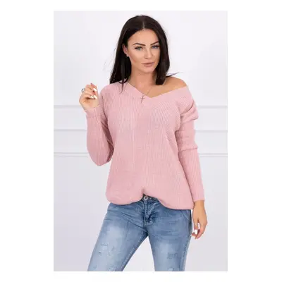 marka niezdefiniowana Sweater with V neckline powdered pink