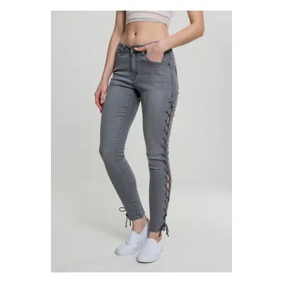 Women's denim pants Lace Up Skinny - grey