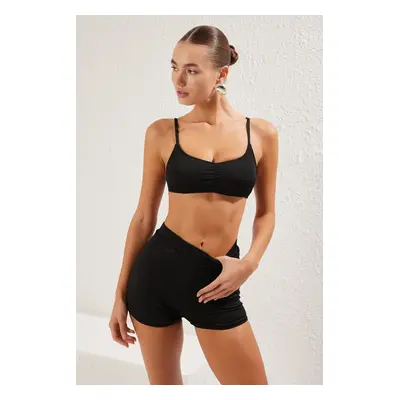 Trendyol Black Bralette Shorts Textured Regular Bikini Set