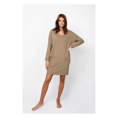 Karina women's tunic long sleeve - camel