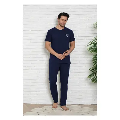 Trendyol Navy Blue Regular Fit Knitted Pajama Set