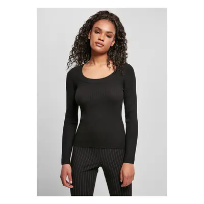 Women's sweater with a wide neckline, black