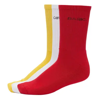 Lettering Socks 3-Pack Yellow/Red/White