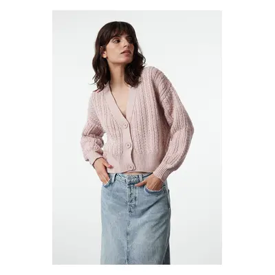 Trendyol Powder Crop Soft Texture Knit Cardigan