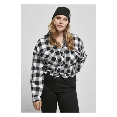 Women's short oversized shirt black/white