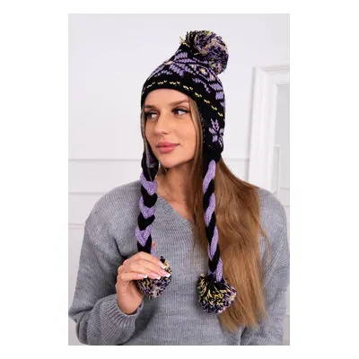 Kesi Cap with braids Fabia K272 black+purple