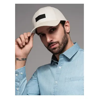 Ombre Men's baseball cap with visor and rectangular patch - cream