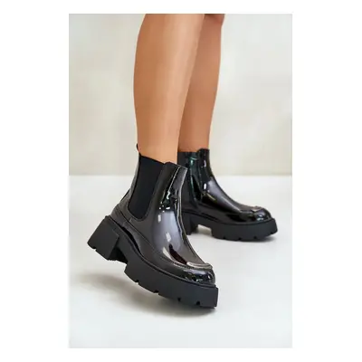 Insulated lacquered ankle boots Chelsea with zip black Jesschris