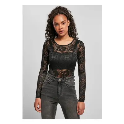 Women's Long Sleeve Lace Body Black