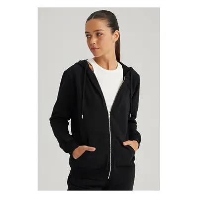 DEFACTO Regular Fit Hooded Zipper Basic Sweatshirt