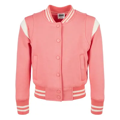 Girls' inset College Sweat Jacket palepink/whitesand