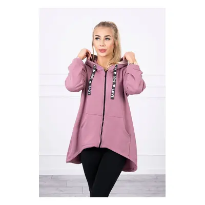 Kesi Sweatshirt with longer back and hood dark pink