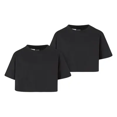 Girls' Short Kimono Tee T-Shirt - Pack Black+Black