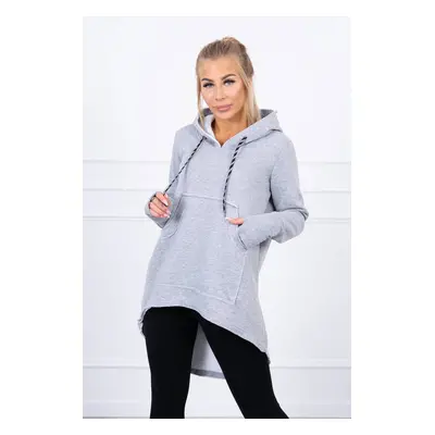 Insulated sweatshirt with a longer back and a gray hood