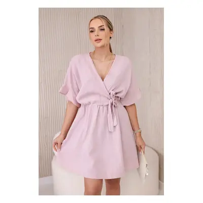 Włoski Muslin dress with waist dark pink