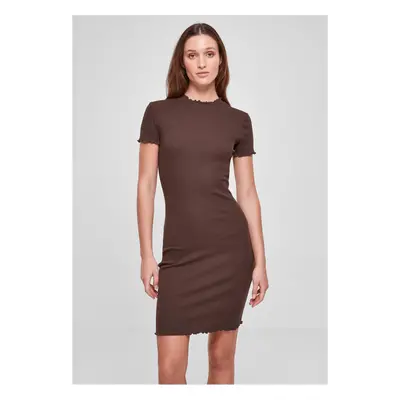 Women's dress with brown ribbing