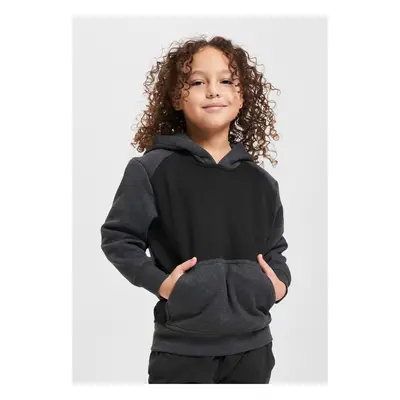 Boys' two-tone fake raglan hood with hood black/charcoal