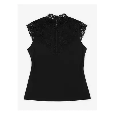 Orsay Black Women's T-shirt with Lace Detail - Women